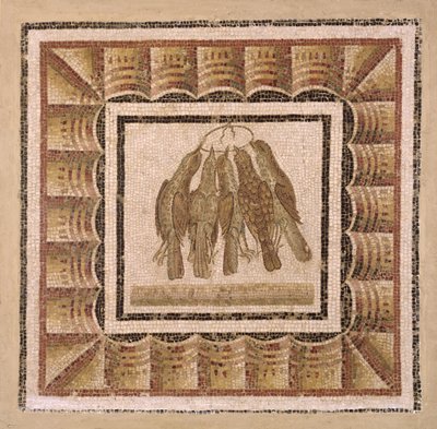 Pavement Depicting Five Thrushes, from El-Jem (Thysdrus) by Roman